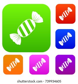 Delicious candy set icon color in flat style isolated on white. Collection sings vector illustration