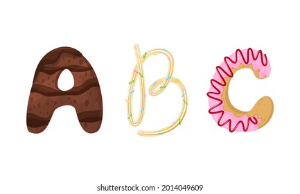 Delicious Candy and Sweet Pastry Alphabet Vector Set