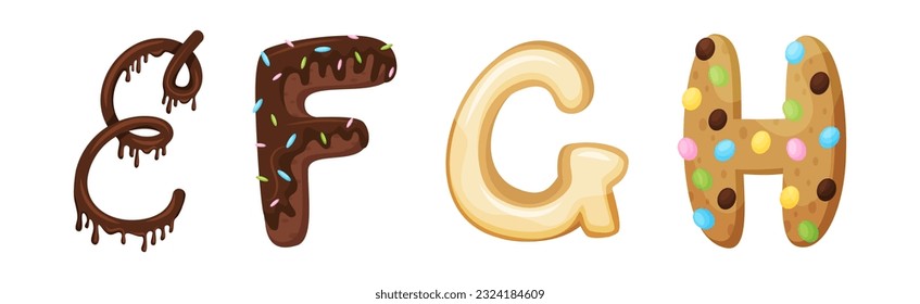 Delicious Candy and Sweet Pastry Alphabet Vector Set