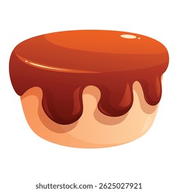 Delicioso bolo de caramelo pingando gelo no fundo branco
