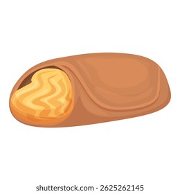Delicioso doce de caramelo com enchimento está deitado de lado isolado no fundo branco