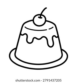 Delicious Caramel Pudding Coloring Page for Kids and Adults, Black and White Line Art with Bold Simple Outlines. Caramel Flan Dessert Illustration Outline Vector. Easy to Color Caramel Flan Dessert Coloring Page Perfect for Printable DIY Crafts, Homeschool Worksheets, Cute Food Themed, Kawaii Dessert Coloring Books, Bakery Activity Pages, and Cozy Cafe Themed Projects.