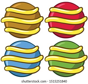 Delicious cartoon colored cute fun cookies, candy, candy canes