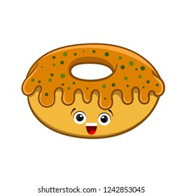 delicious cartoon donut, vector illustration