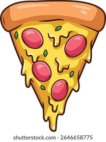 delicious cartoon pizza with melted cheese
