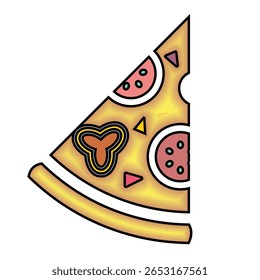 Delicious Cartoon Pizza Slice with Pepperoni and Bell Pepper