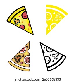 Delicious Cartoon Pizza Slice with Pepperoni and Bell Pepper