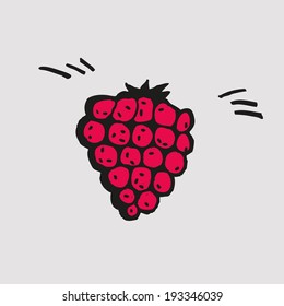 delicious cartoon raspberry on a white background