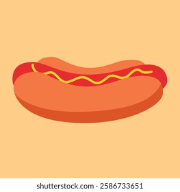 Delicious Cartoon Sausage Sandwich – A mouth-watering sandwich filled with juicy sausage, fresh vegetables, and a soft bun, perfect for food, fast food, and snack illustrations