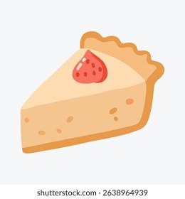 Delicious Cartoon Slice of Cream Pie with Strawberry Topping Vector