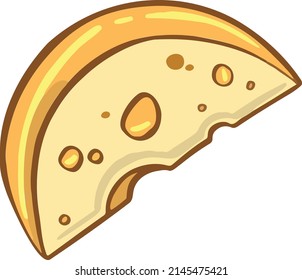 Delicious cartoon style cheese symbol. For restaurant menus and websites. Vector illustration