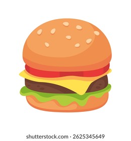 Deliciosa ilustração de cheeseburger estilo cartoon
