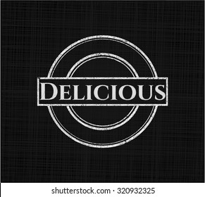 Delicious chalkboard emblem on black board