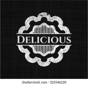 Delicious chalkboard emblem on black board