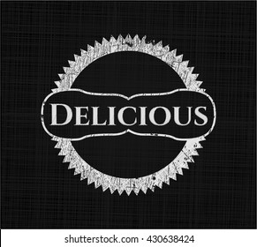 Delicious chalkboard emblem on black board