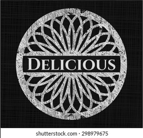 Delicious chalkboard emblem written on a blackboard