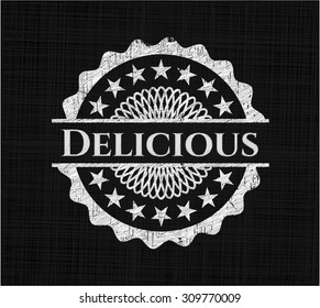 Delicious chalkboard emblem written on a blackboard