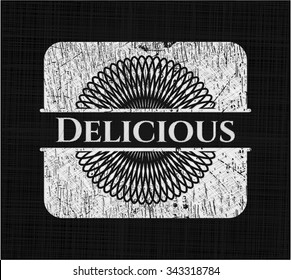 Delicious chalkboard emblem written on a blackboard