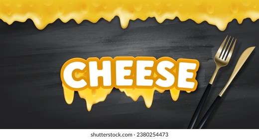 Delicious cheese background on chalkboard vector illustration.
