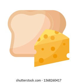 delicious cheese with bread isolated icon