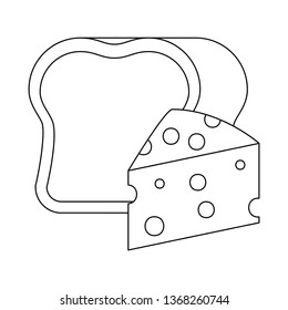 delicious cheese with bread isolated icon