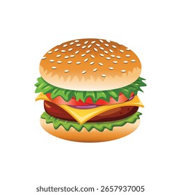 Delicious Cheese burger Vector Illustration