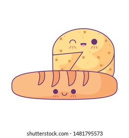 delicious cheese with french bread kawaii style