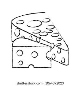 Delicious cheese isolated sketch