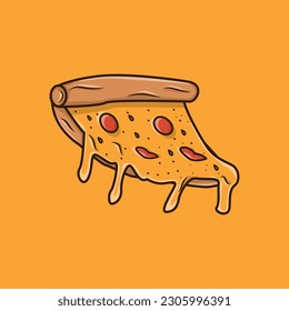 Delicious Cheese Pizza Illustration Hand Drawn Vector