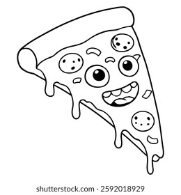 Delicious cheese pizza Slice vector Clipart Illustration with a white background 