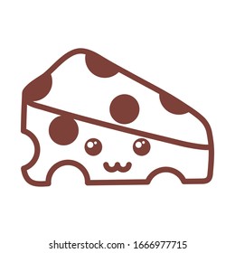 deliciosa porción de queso, estilo línea icono ilustración vectorial diseño