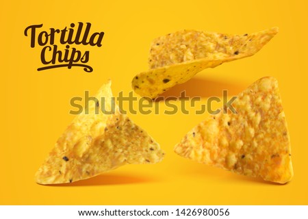 Delicious cheese tortilla chips in 3d illustration