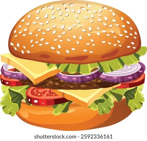 Delicious cheeseburger with fresh ingredients.
