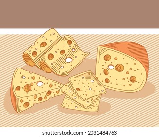 delicious cheeses set portions scene