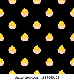 Delicious cheese,seamless pattern on black background.