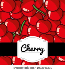 delicious cherry fresh fruit label pattern