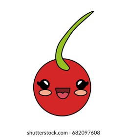 delicious cherry fruit kawaii character