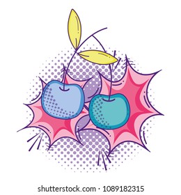 delicious cherry fruit with pop art style