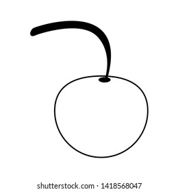 delicious cherry icon cartoon isolated in black and white vector illustration graphic design