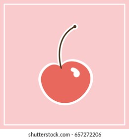 Delicious cherry with pale pink background.