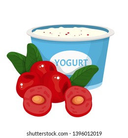 delicious cherry yogurt vector illustration