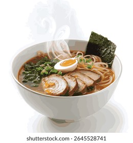 Delicious chicken noodle soup with vegetables and meat in a bowl