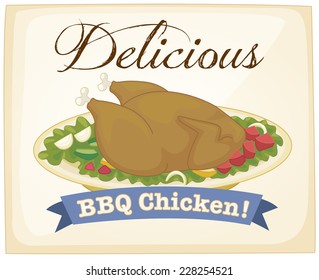 Delicious chicken poster with text