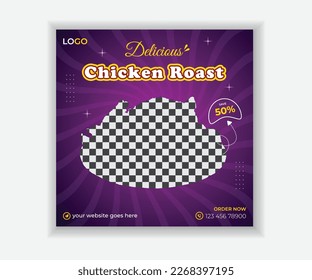 Delicious Chicken Roast Social Media Post Design Template