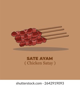 Ilustração deliciosa de frango Satay (Sate Ayam)