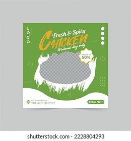 Delicious chicken social media post banner template