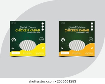 Delicious chicken social media post design. ads promotional special square post template, and story design