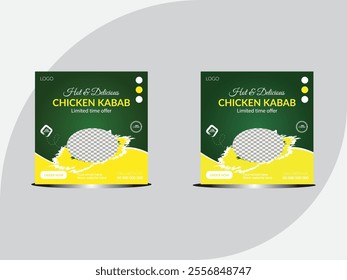 Delicious chicken social media post design. ads promotional special square post template, and story design
