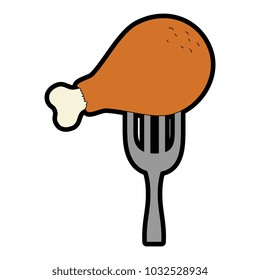 delicious chicken thigh in fork