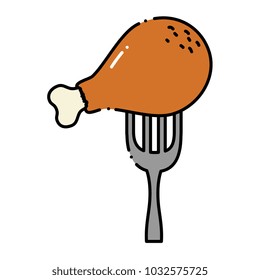 delicious chicken thigh in fork